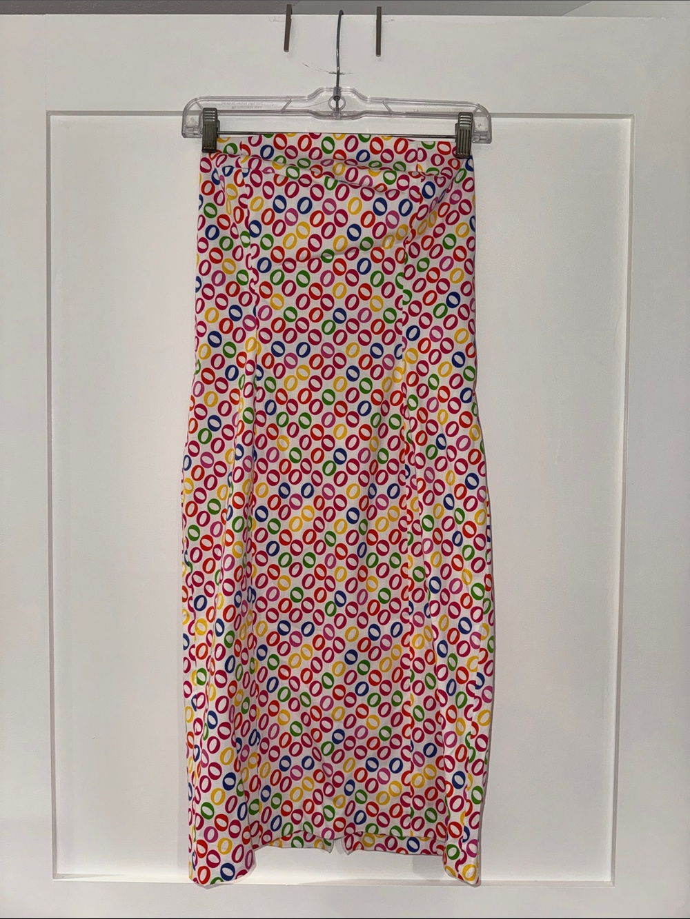 Diane Von Furstenberg White Maxi Pencil Dress with Multicolor Circle Print